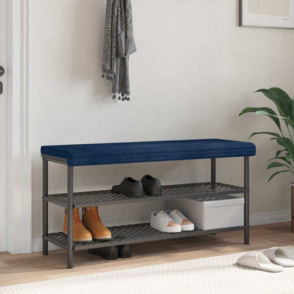 Bench Cushion Plush Corduroy Navy Blue Depth 35 cm