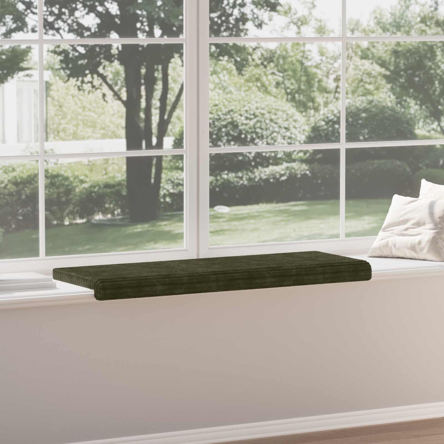Bench Cushion Plush Corduroy Green Depth 35 cm