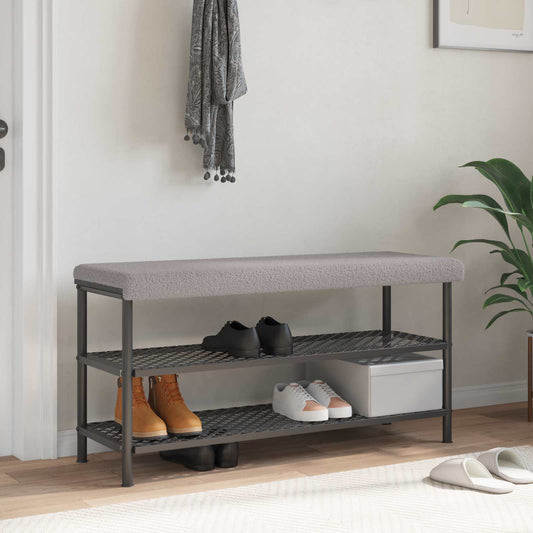 Bench Cushion Sherpa Fabric Light Grey Depth 35 cm