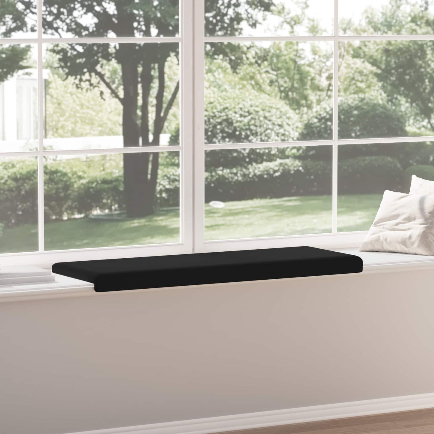 Bench Cushion Textured Velvet Black Depth 35 cm