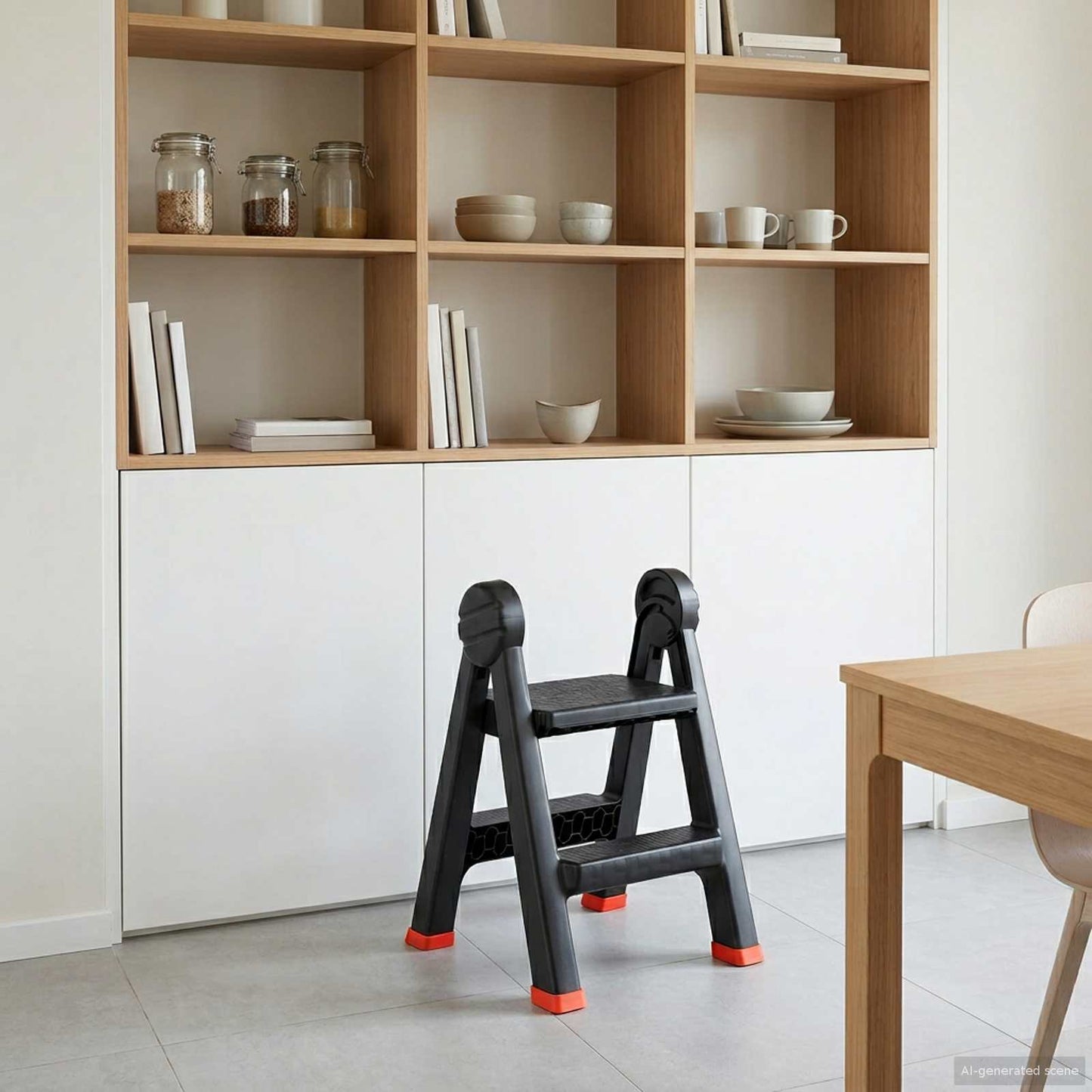 Ladder Folding Black and Red 46 x 30 x 63 cm PP and Elastomer