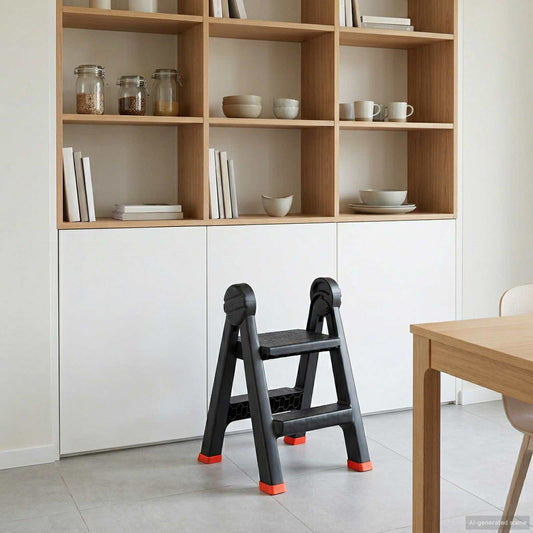 Ladder Folding Black and Red 46 x 30 x 63 cm PP and Elastomer
