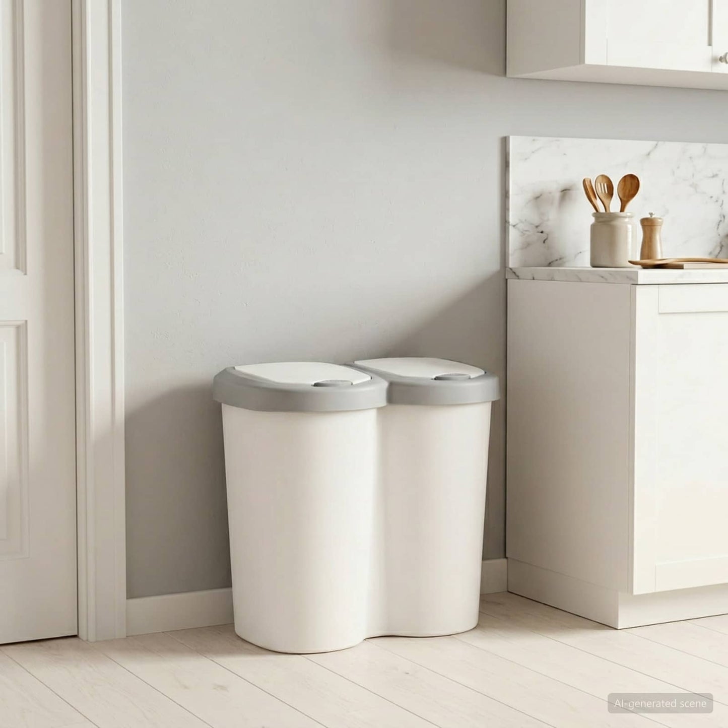 Garbage Bin White 49.5 x 30 x 46.5 cm PP