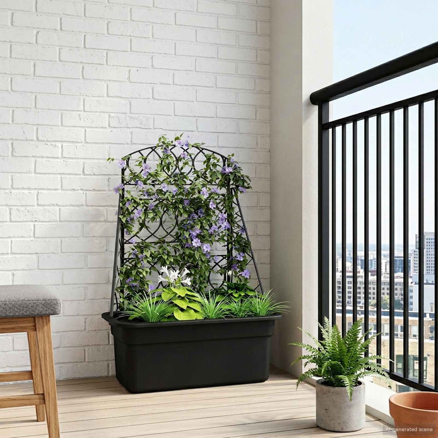 Planter Trellis Anthracite 58 x 29 x 78 cm PP