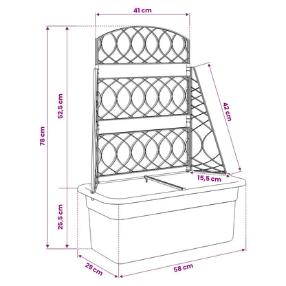 Planter Trellis Anthracite 58 x 29 x 78 cm PP