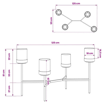 Flower Stand White 125 x 55 x 81 cm PP and Steel