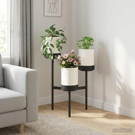 Flower Stand White 54 x 49 x 81 cm PP and Steel