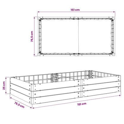 Raised Bed Black 151 x 75.5 x 25 cm PP
