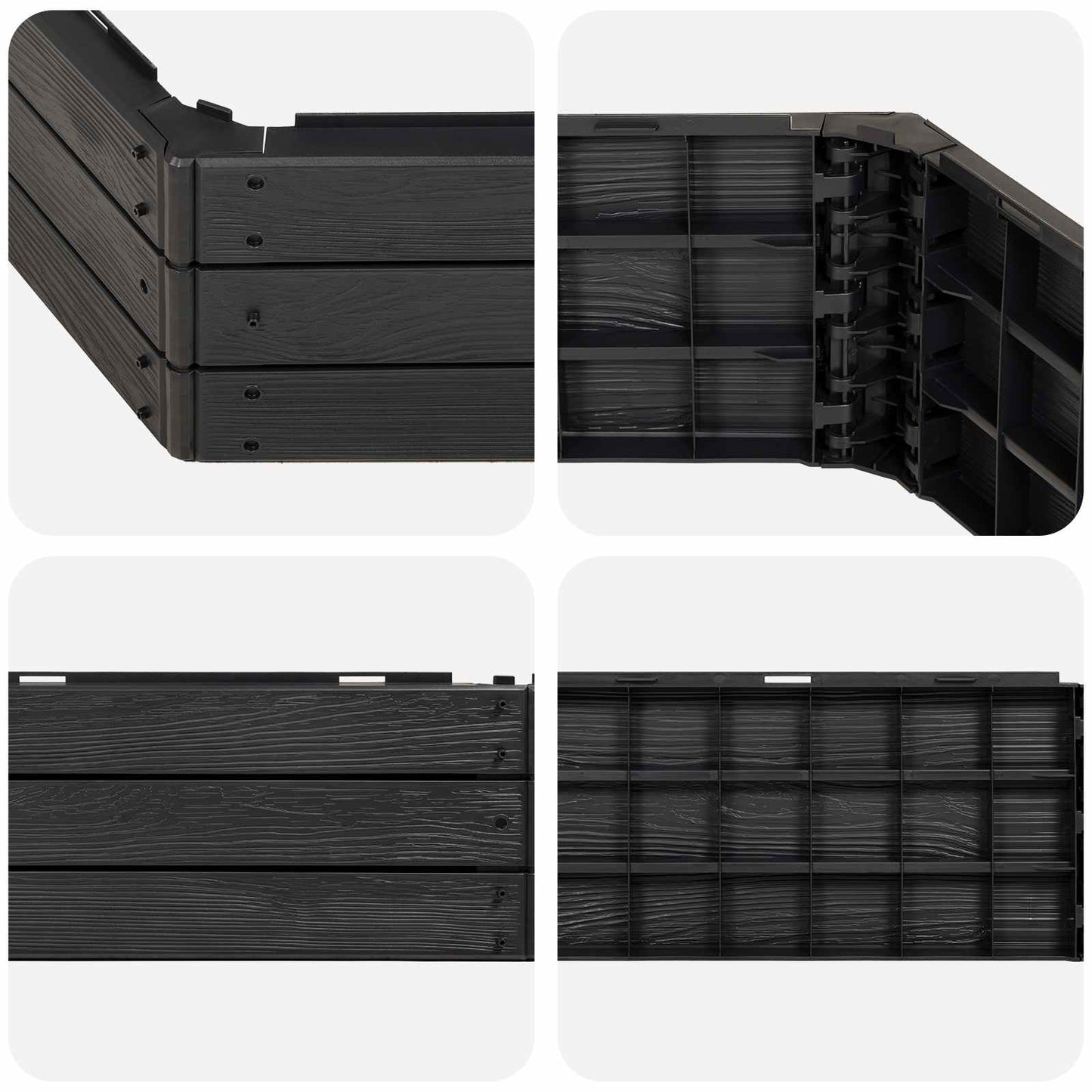 Raised Bed Black 148 x 129 x 25 cm PP