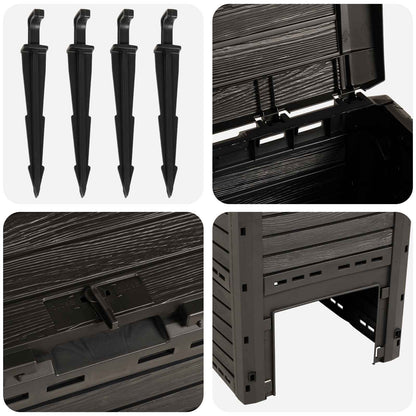 Garden Composter Black 59.5 x 60 x 81.5 cm 280 L 100% PP