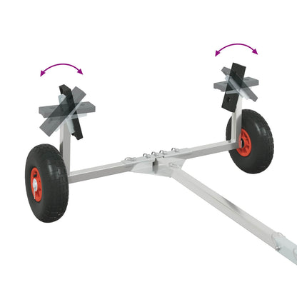 Adjustable Boat Trailer with Pneumatic Tires 200 kg Load Silver