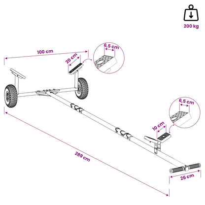 Adjustable Boat Trailer with Pneumatic Tires 200 kg Load Silver