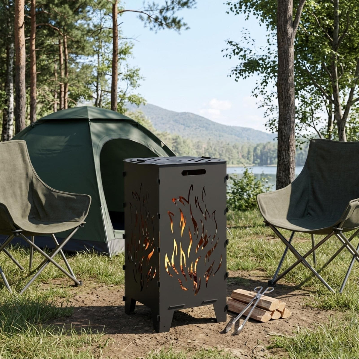 Fire Pit Black 47 x 38 x 75 cm Steel