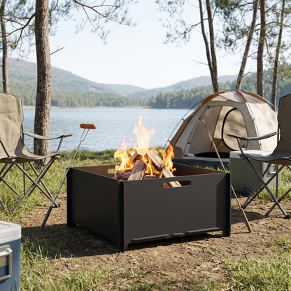 Fire Pit Black 60 x 60 x 30 cm Steel