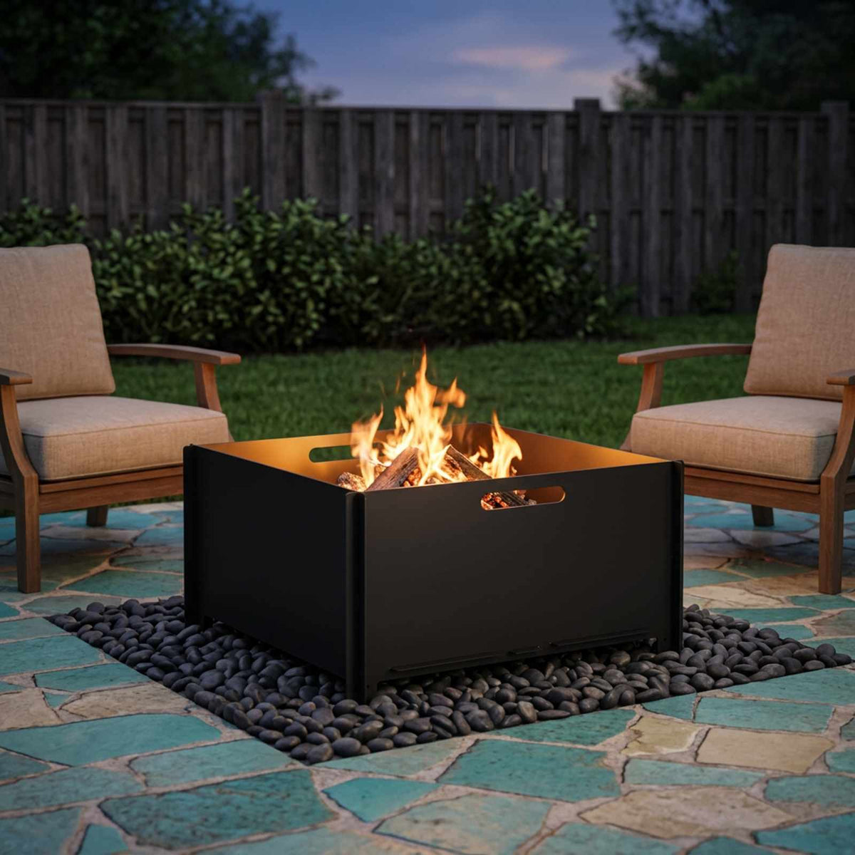 Fire Pit Black 60 x 60 x 30 cm Steel