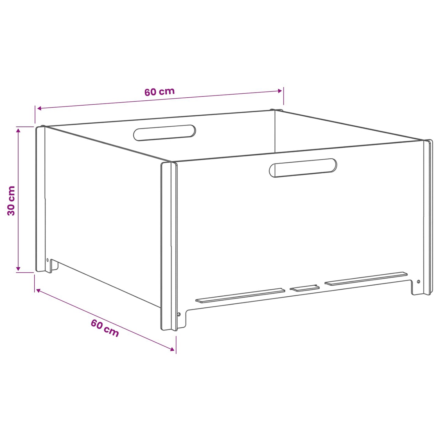 Fire Pit Black 60 x 60 x 30 cm Steel