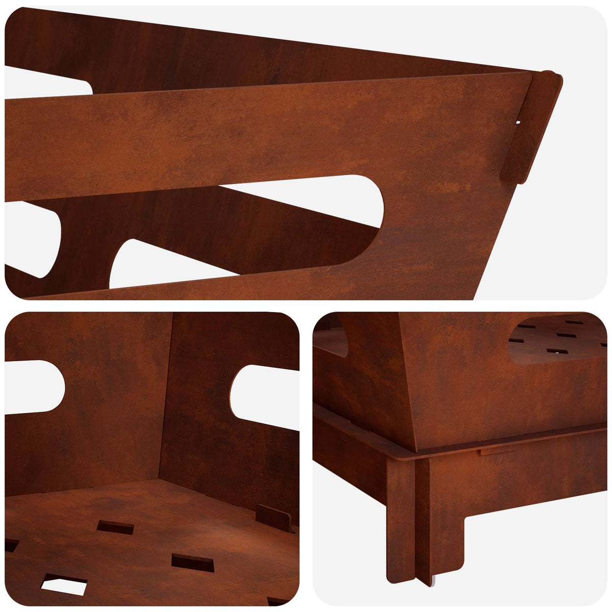 Fire Pit Rusty 60 x 60 x 30 cm Weathering Steel