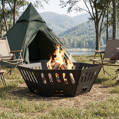 Fire Pit Black 80 x 80 x 28 cm Steel