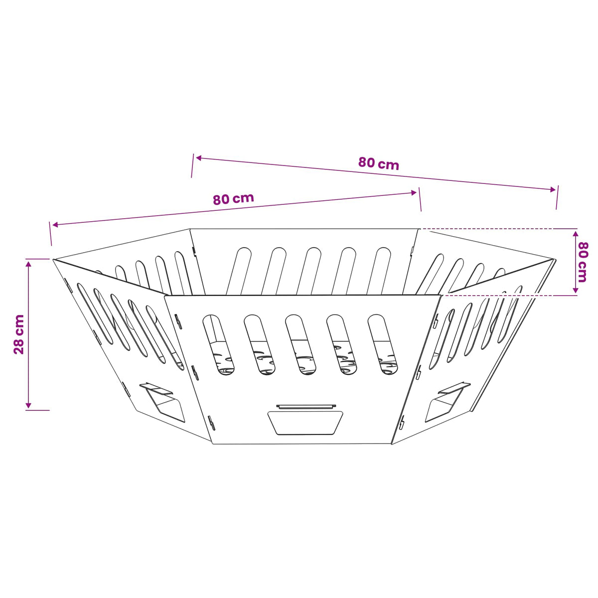 Fire Pit Black 80 x 80 x 28 cm Steel