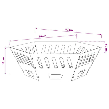 Fire Pit Black 80 x 80 x 28 cm Steel