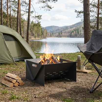 Fire Pit Black 40 x 40 x 20 cm Steel