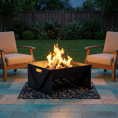 Fire Pit Black 40 x 40 x 20 cm Steel
