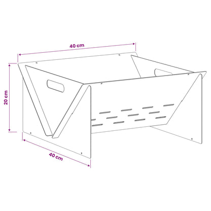 Fire Pit Black 40 x 40 x 20 cm Steel