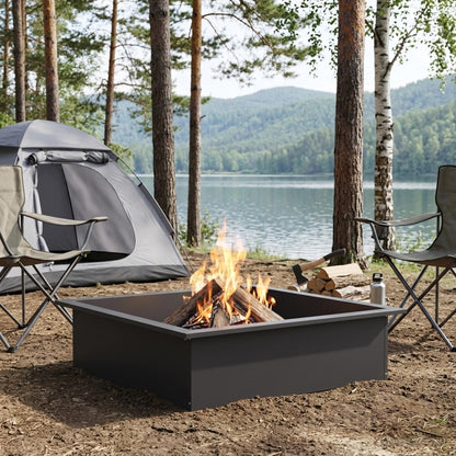 Fire Pit Ring Black 80 x 80 x 25 cm Steel