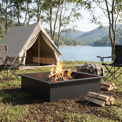 Fire Pit Ring Black 90 x 90 x 25 cm Steel