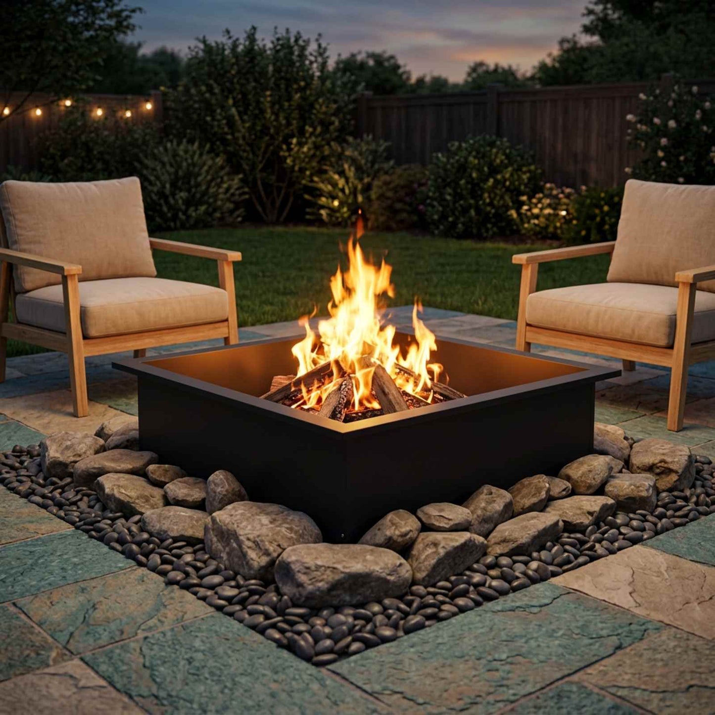 Fire Pit Ring Black 90 x 90 x 25 cm Steel