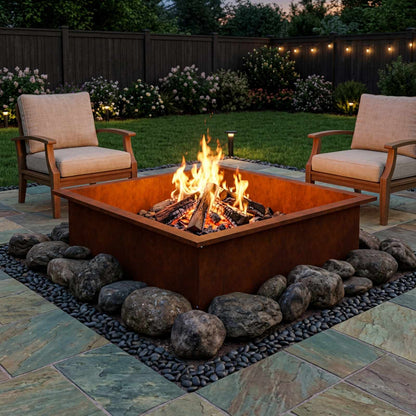 Fire Pit Ring Rusty 100 x 100 x 25 cm Weathering Steel