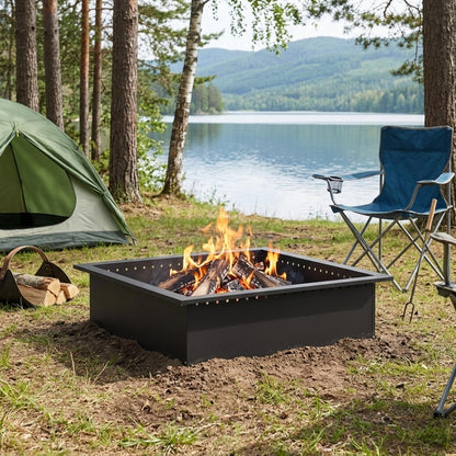Fire Pit Ring Black 100 x 100 x 25 cm Steel