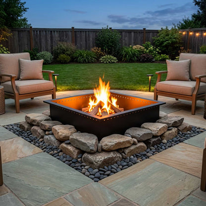 Fire Pit Ring Black 100 x 100 x 25 cm Steel