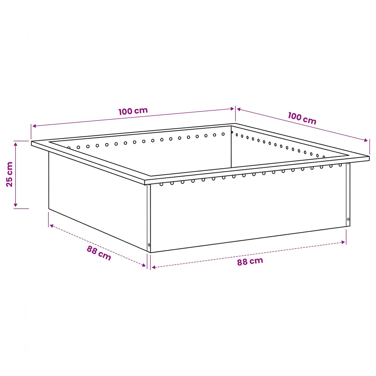 Fire Pit Ring Black 100 x 100 x 25 cm Steel