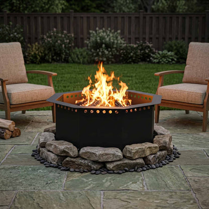 Fire Pit Ring Black 60 x 60 x 25 cm Steel