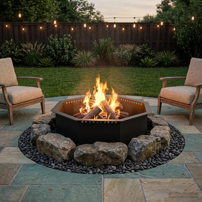 Fire Pit Ring Black 80 x 80 x 25 cm Steel