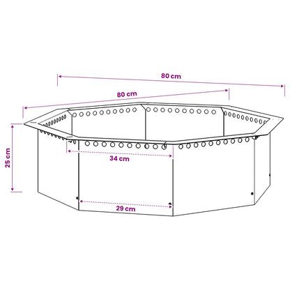 Fire Pit Ring Black 80 x 80 x 25 cm Steel