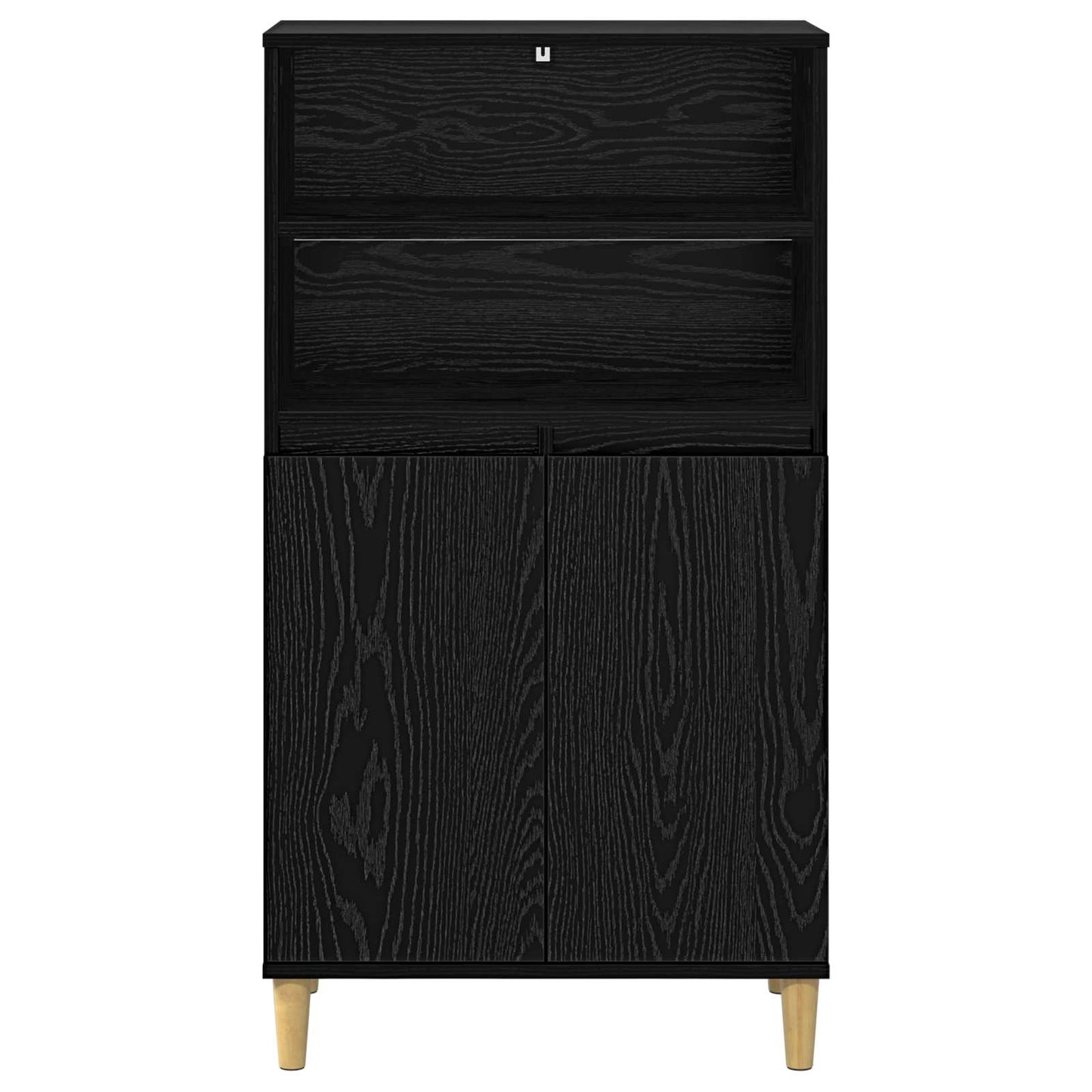 Highboard Black Oak 60 x 36 x 110 cm Engineered Wood