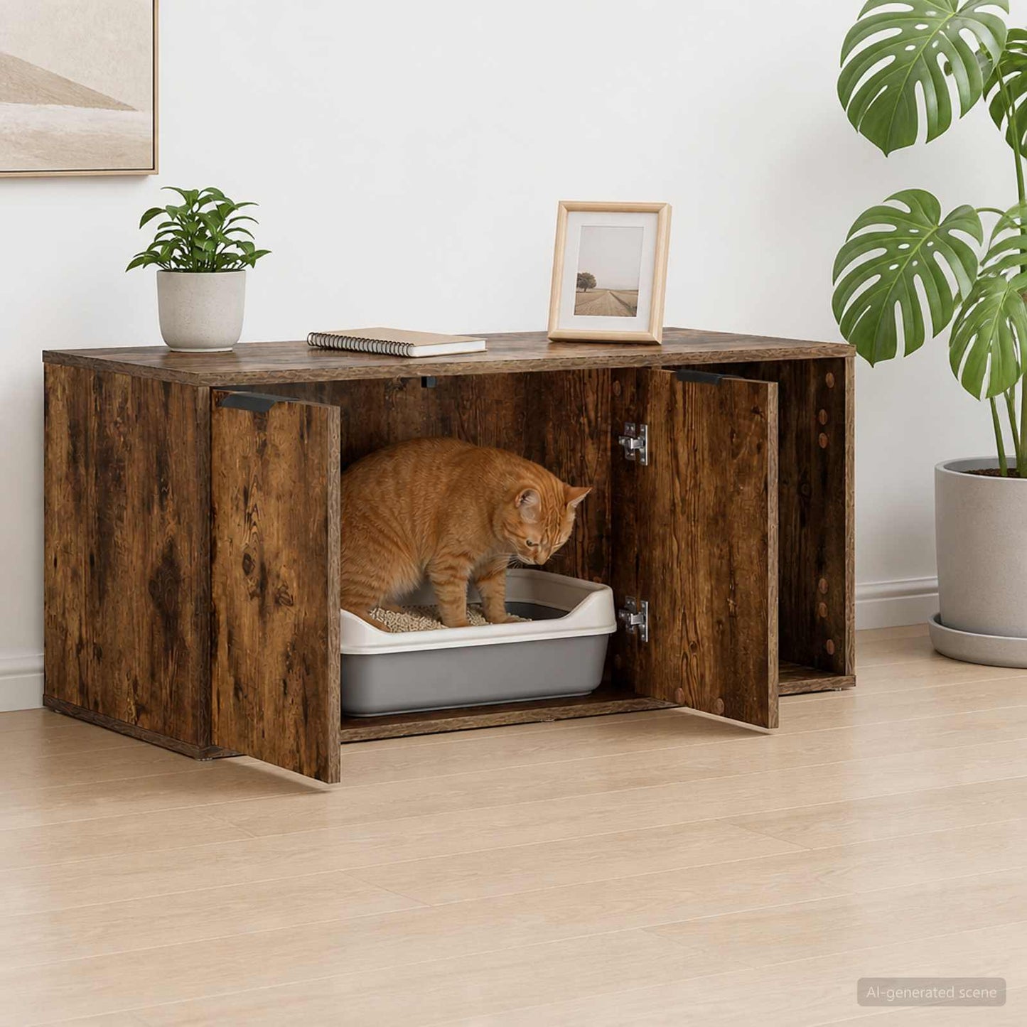 Cat Crate Furniture Smoked Oak 100 x 49 x 45 cm Engineered Wood