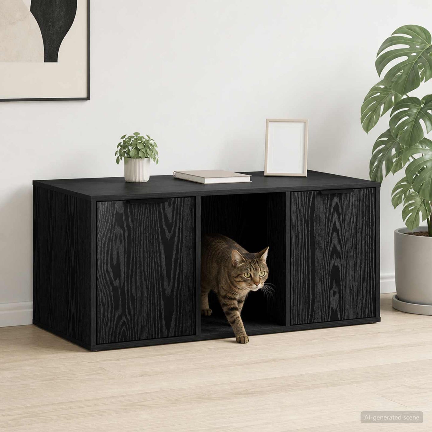 Cat Crate Furniture Black Oak 100 x 49 x 45 cm Engineered Wood