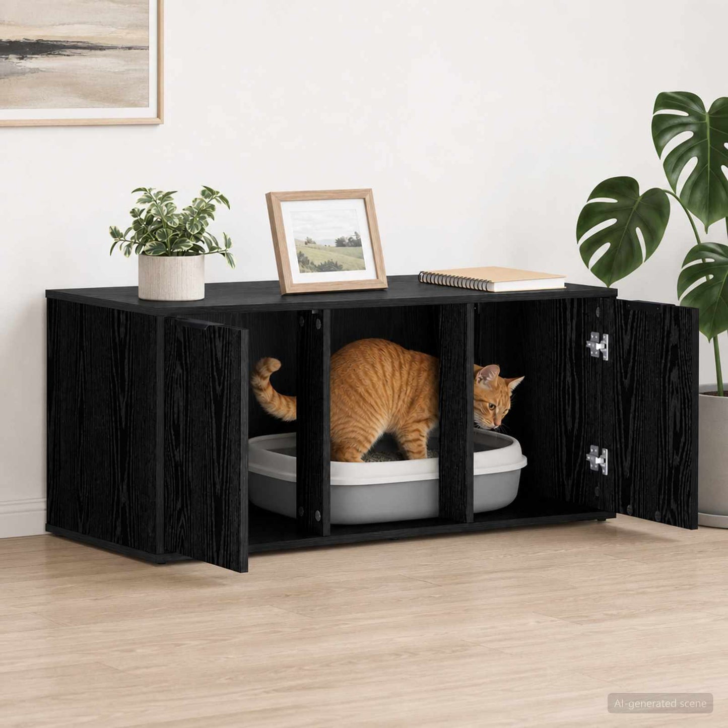 Cat Crate Furniture Black Oak 100 x 49 x 45 cm Engineered Wood