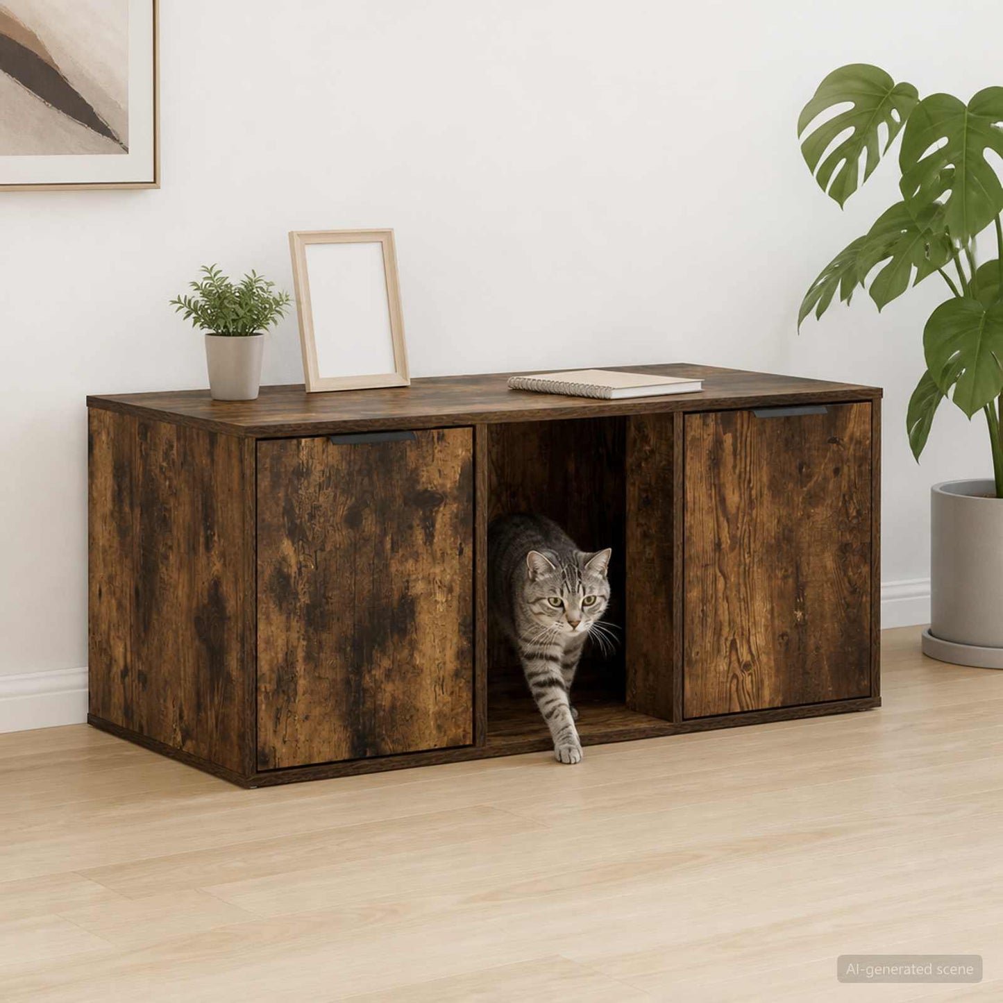 Cat Crate Furniture Smoked Oak 100 x 49 x 45 cm Engineered Wood