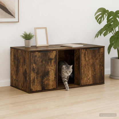 Cat Crate Furniture Smoked Oak 100 x 49 x 45 cm Engineered Wood