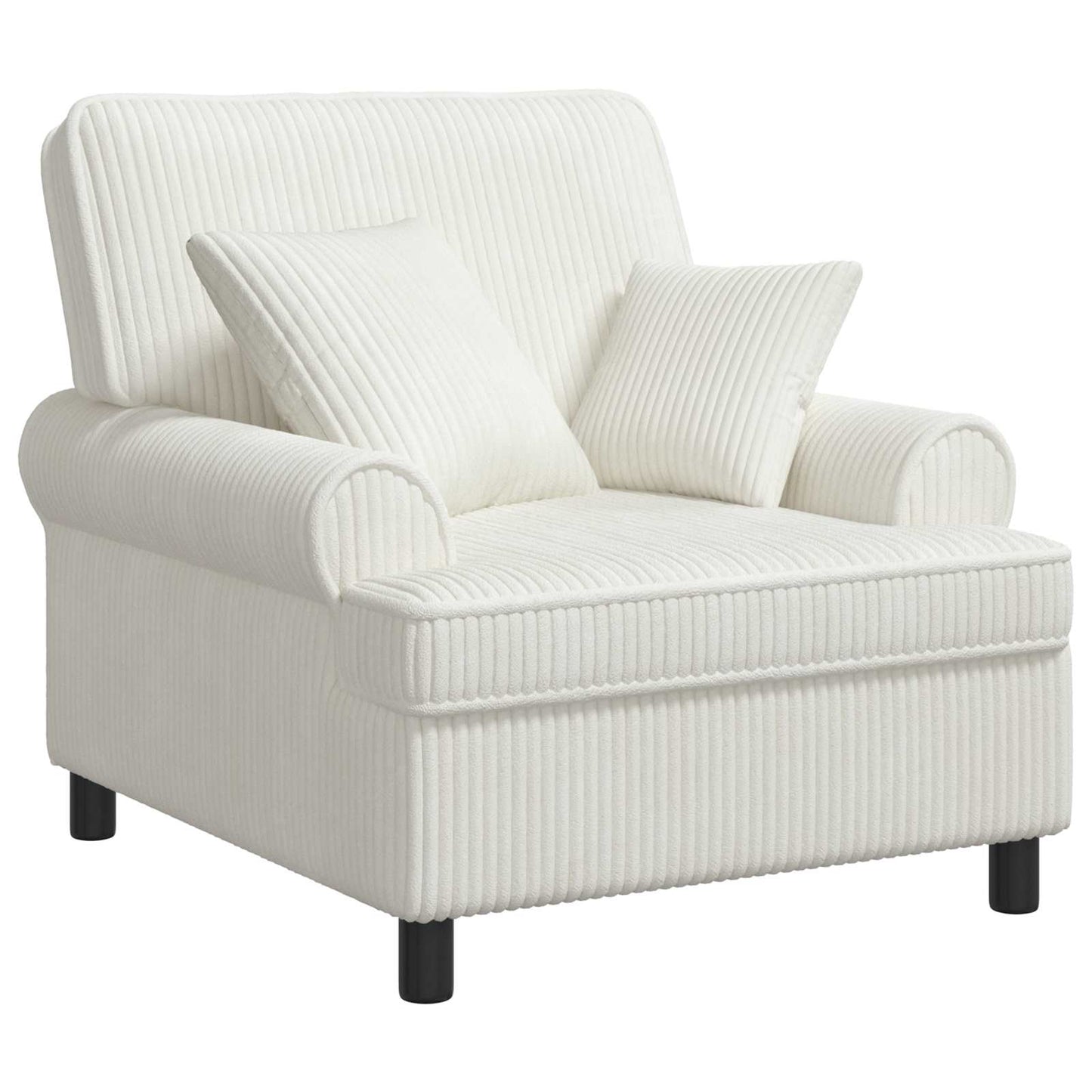 XL Armchair with Cushions Cream 1.5 Lines Fabric