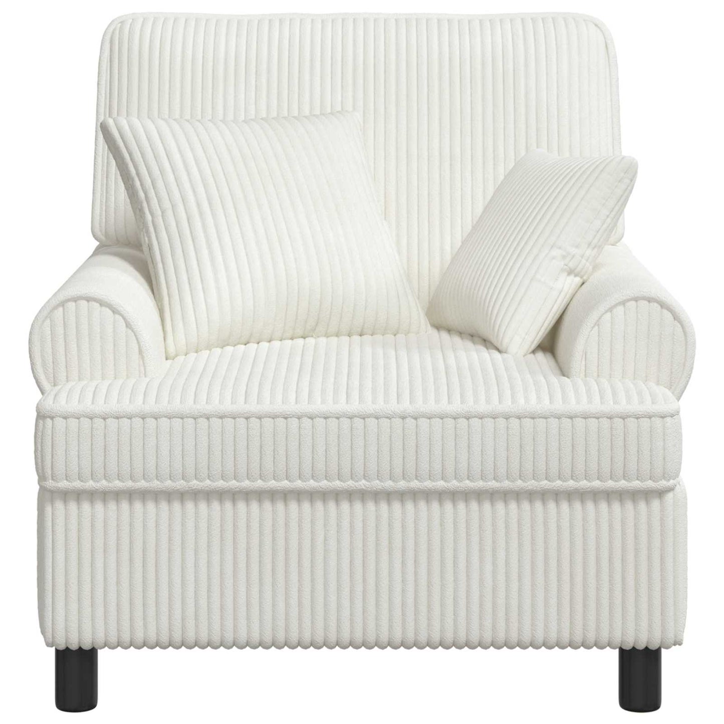 XL Armchair with Cushions Cream 1.5 Lines Fabric