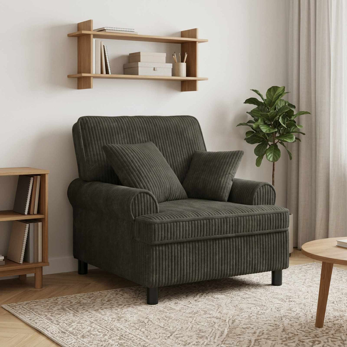 XL Armchair with Cushions Anthracite 1.5 Lines Fabric