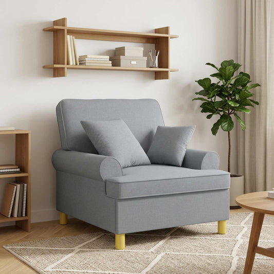 XL Armchair with Cushions Light Grey Fabric