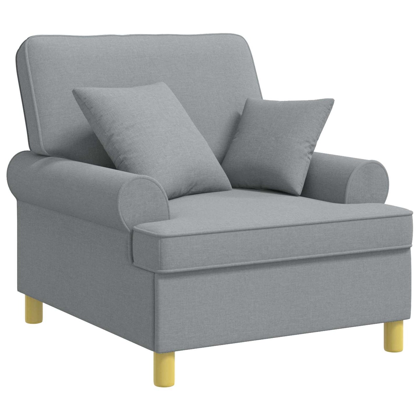 XL Armchair with Cushions Light Grey Fabric