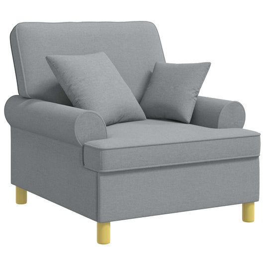 XL Armchair with Cushions Light Grey Fabric