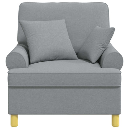 XL Armchair with Cushions Light Grey Fabric